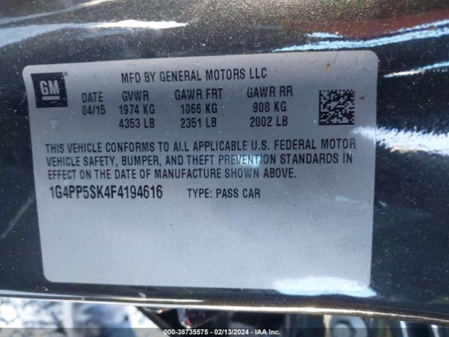 Photo 8 VIN: 1G4PP5SK4F4194616 - BUICK VERANO 