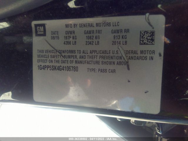 Photo 8 VIN: 1G4PP5SK4G4106780 - BUICK VERANO 