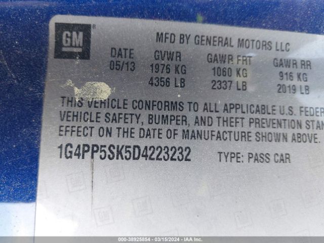 Photo 8 VIN: 1G4PP5SK5D4223232 - BUICK VERANO 