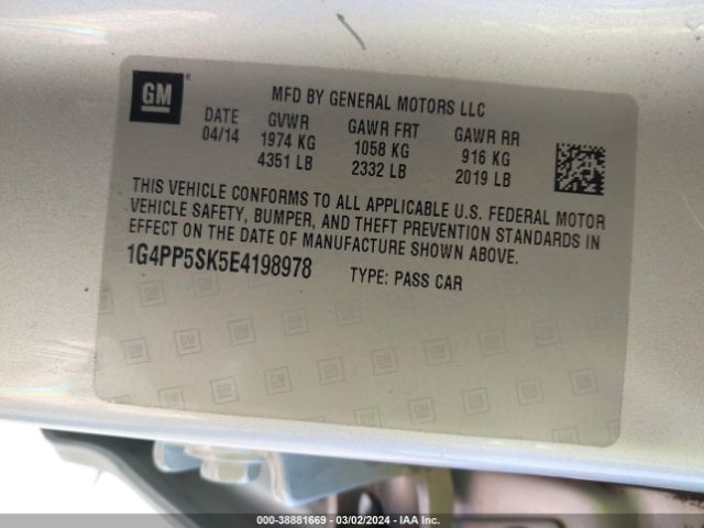 Photo 8 VIN: 1G4PP5SK5E4198978 - BUICK VERANO 