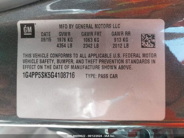 Photo 8 VIN: 1G4PP5SK5G4108716 - BUICK VERANO 