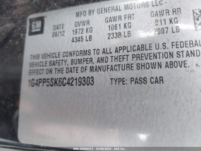 Photo 8 VIN: 1G4PP5SK6C4219303 - BUICK VERANO 