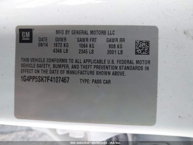 Photo 8 VIN: 1G4PP5SK7F4107467 - BUICK VERANO 