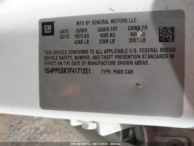 Photo 8 VIN: 1G4PP5SK7F4171251 - BUICK VERANO 