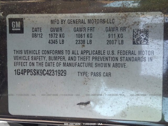 Photo 8 VIN: 1G4PP5SK9C4231929 - BUICK VERANO 