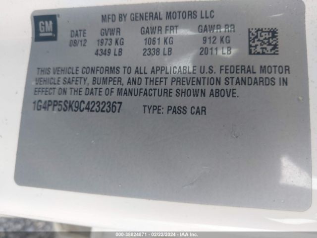 Photo 8 VIN: 1G4PP5SK9C4232367 - BUICK VERANO 