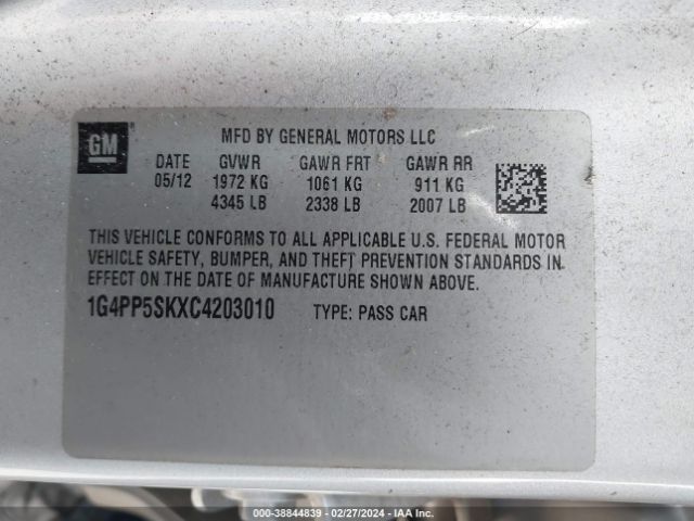 Photo 8 VIN: 1G4PP5SKXC4203010 - BUICK VERANO 