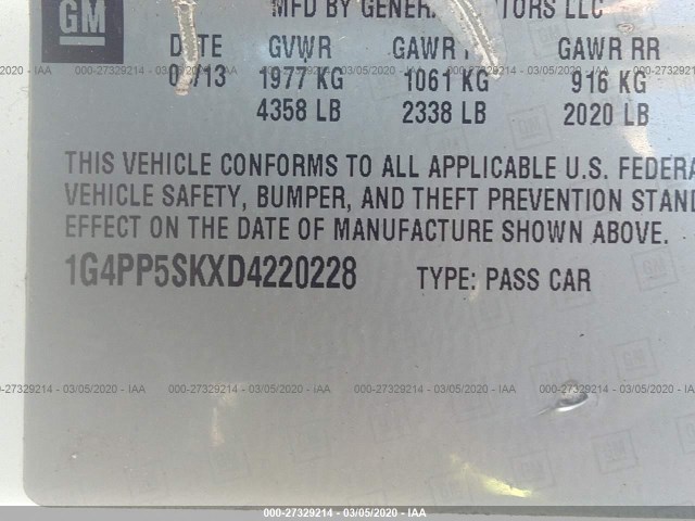 Photo 8 VIN: 1G4PP5SKXD4220228 - BUICK VERANO 