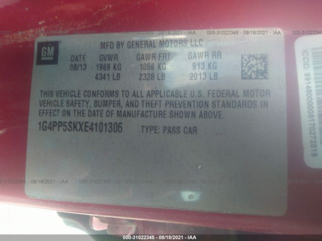 Photo 8 VIN: 1G4PP5SKXE4101306 - BUICK VERANO 