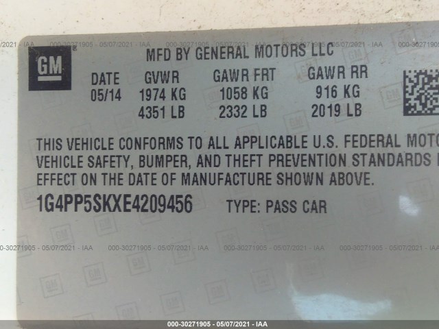 Photo 8 VIN: 1G4PP5SKXE4209456 - BUICK VERANO 