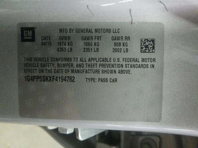 Photo 9 VIN: 1G4PP5SKXF4194782 - BUICK VERANO 