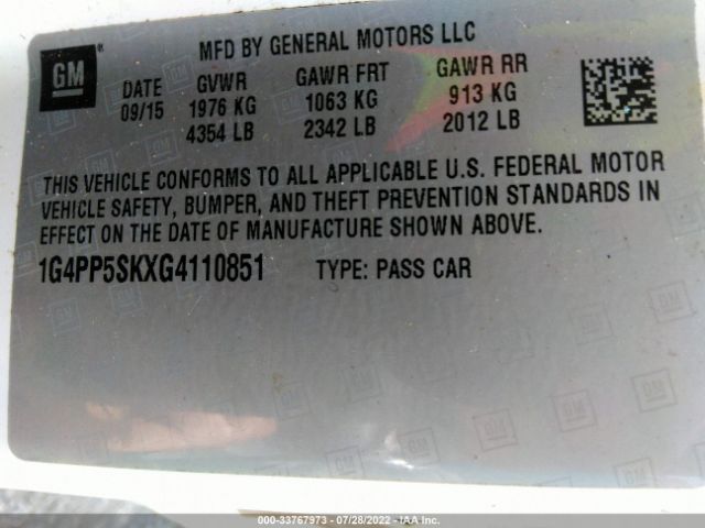 Photo 8 VIN: 1G4PP5SKXG4110851 - BUICK VERANO 