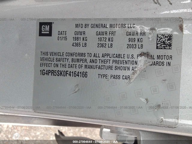 Photo 8 VIN: 1G4PR5SK0F4164166 - BUICK VERANO 