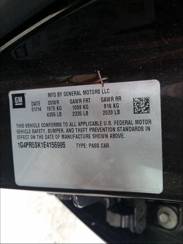 Photo 9 VIN: 1G4PR5SK1E4156995 - BUICK VERANO CON 