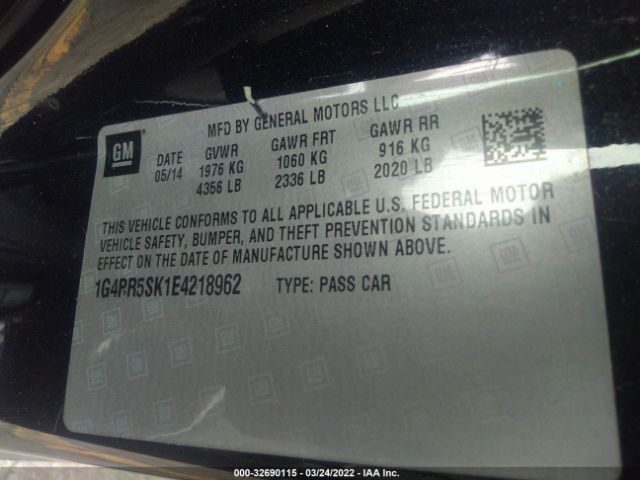 Photo 8 VIN: 1G4PR5SK1E4218962 - BUICK VERANO 