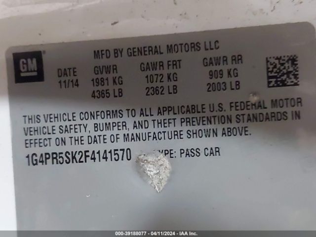 Photo 8 VIN: 1G4PR5SK2F4141570 - BUICK VERANO 