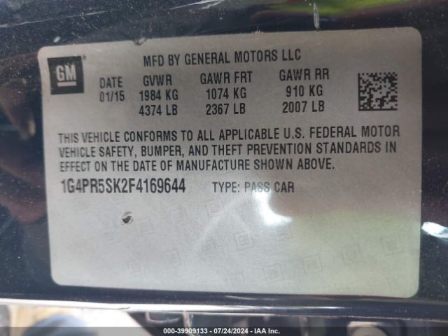 Photo 8 VIN: 1G4PR5SK2F4169644 - BUICK VERANO 