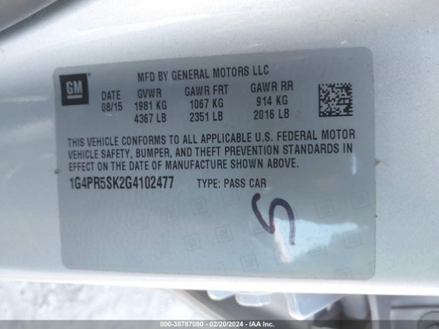 Photo 8 VIN: 1G4PR5SK2G4102477 - BUICK VERANO 