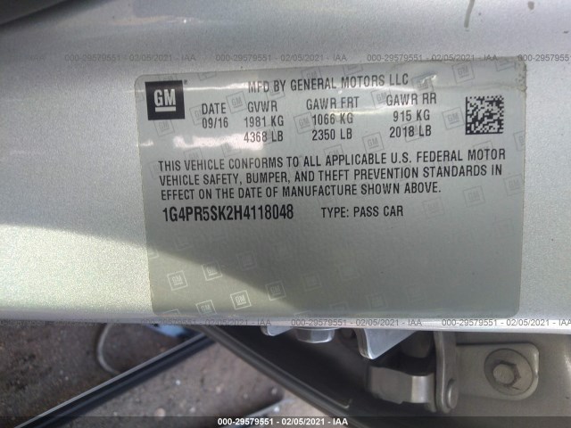 Photo 8 VIN: 1G4PR5SK2H4118048 - BUICK VERANO 