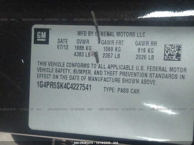 Photo 8 VIN: 1G4PR5SK4C4227541 - BUICK VERANO 