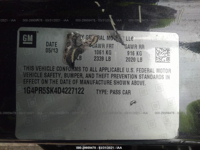 Photo 8 VIN: 1G4PR5SK4D4227122 - BUICK VERANO 