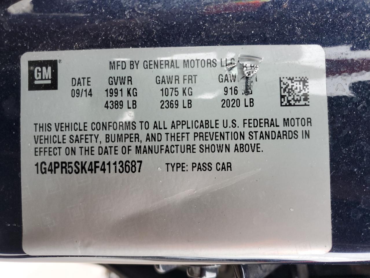 Photo 11 VIN: 1G4PR5SK4F4113687 - BUICK VERANO 