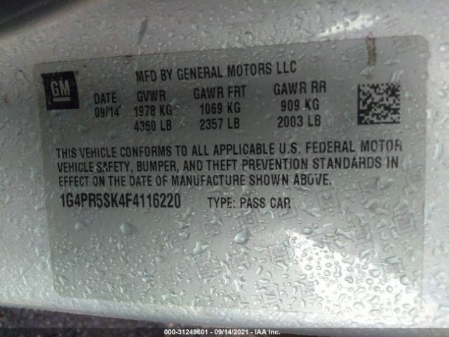 Photo 8 VIN: 1G4PR5SK4F4116220 - BUICK VERANO 