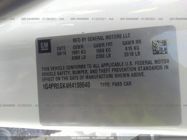 Photo 8 VIN: 1G4PR5SK4H4108640 - BUICK VERANO 