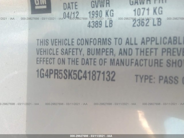 Photo 8 VIN: 1G4PR5SK5C4187132 - BUICK VERANO 