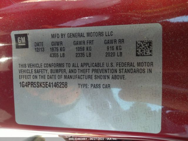 Photo 8 VIN: 1G4PR5SK5E4146258 - BUICK VERANO 