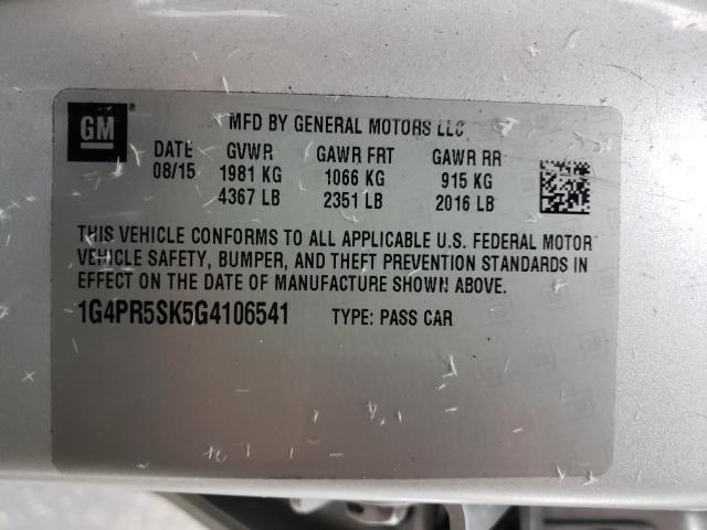 Photo 9 VIN: 1G4PR5SK5G4106541 - BUICK VERANO CON 