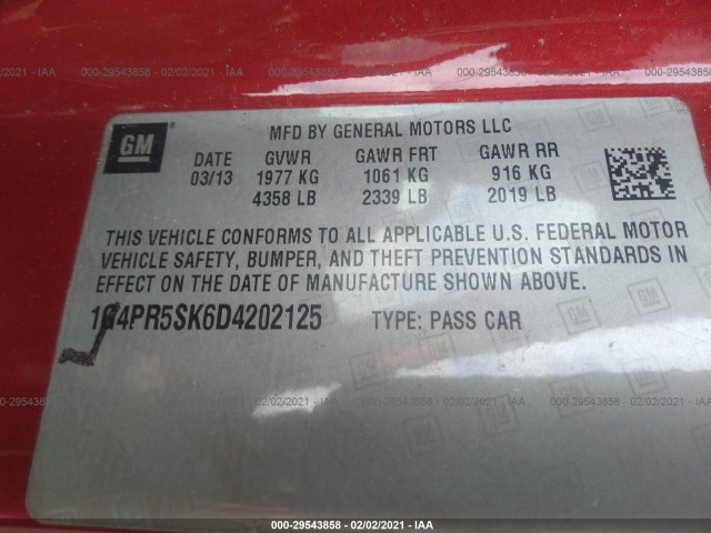 Photo 8 VIN: 1G4PR5SK6D4202125 - BUICK VERANO 