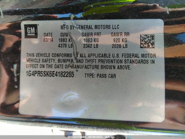 Photo 8 VIN: 1G4PR5SK6E4182265 - BUICK VERANO 