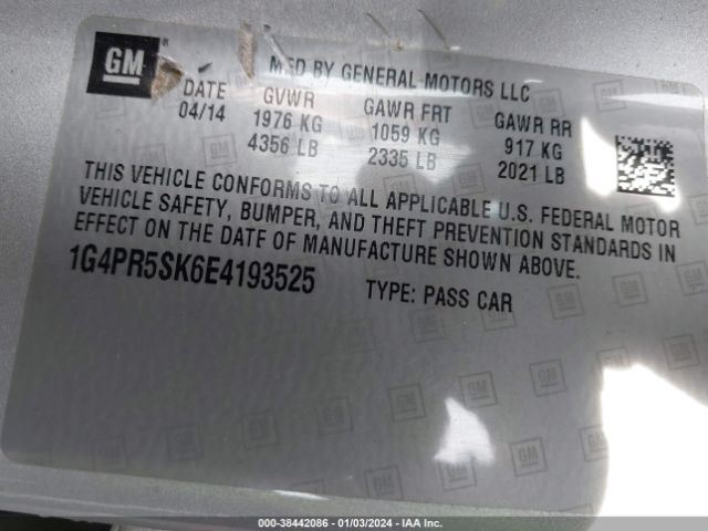 Photo 8 VIN: 1G4PR5SK6E4193525 - BUICK VERANO 