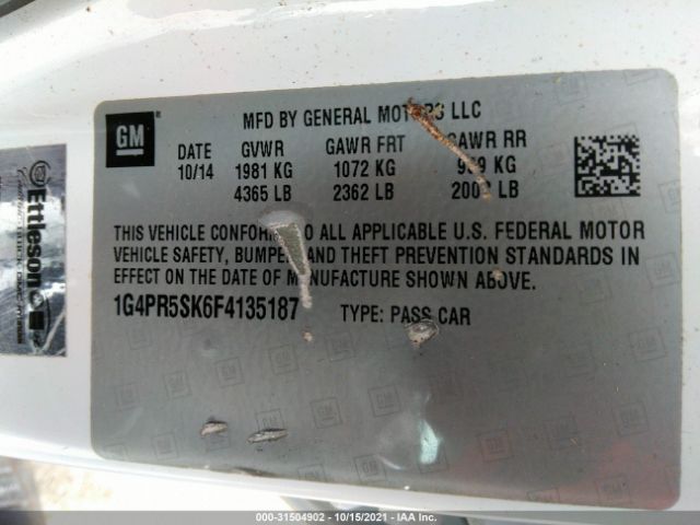 Photo 8 VIN: 1G4PR5SK6F4135187 - BUICK VERANO 