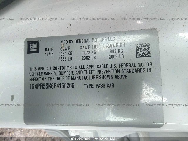 Photo 8 VIN: 1G4PR5SK6F4160266 - BUICK VERANO 