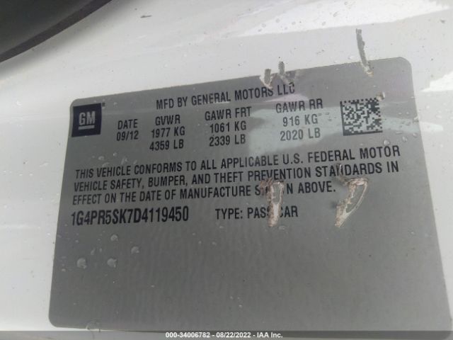 Photo 8 VIN: 1G4PR5SK7D4119450 - BUICK VERANO 