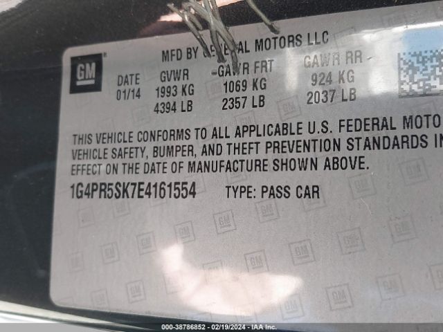 Photo 8 VIN: 1G4PR5SK7E4161554 - BUICK VERANO 