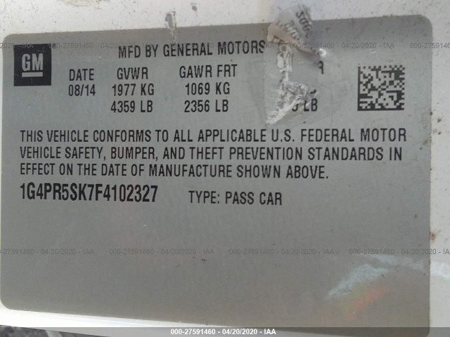 Photo 8 VIN: 1G4PR5SK7F4102327 - BUICK VERANO 