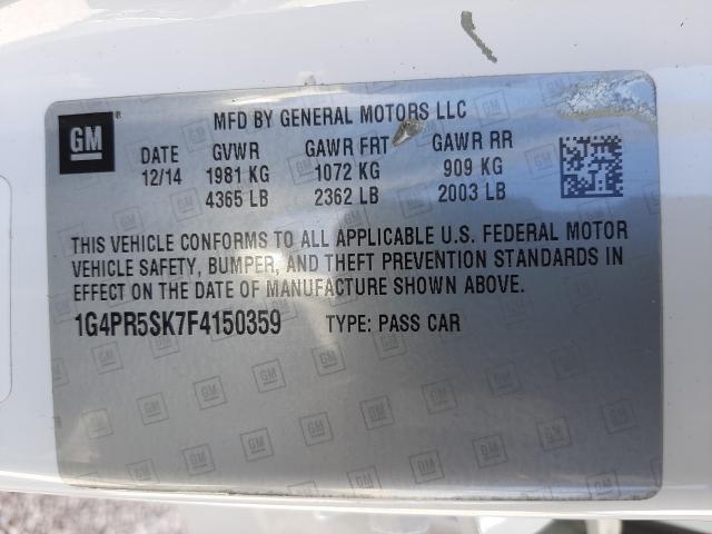 Photo 9 VIN: 1G4PR5SK7F4150359 - BUICK VERANO CON 