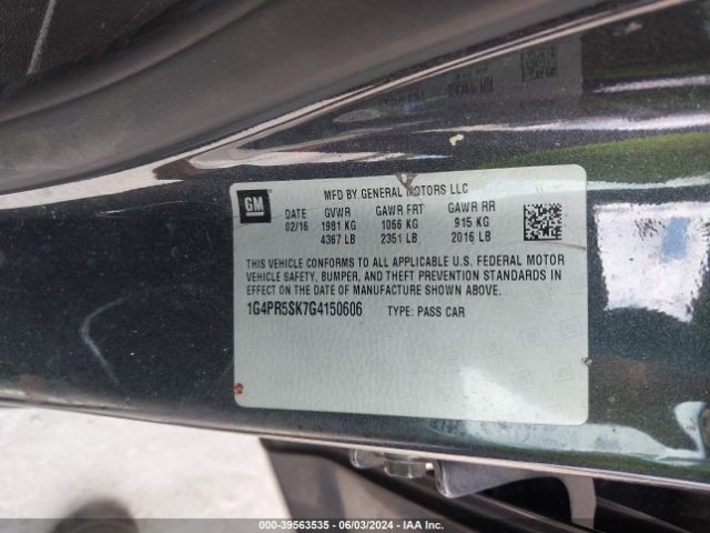 Photo 8 VIN: 1G4PR5SK7G4150606 - BUICK VERANO 