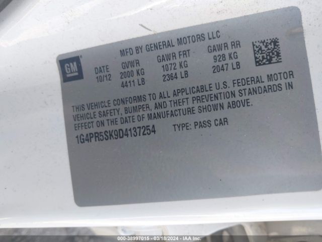 Photo 8 VIN: 1G4PR5SK9D4137254 - BUICK VERANO 