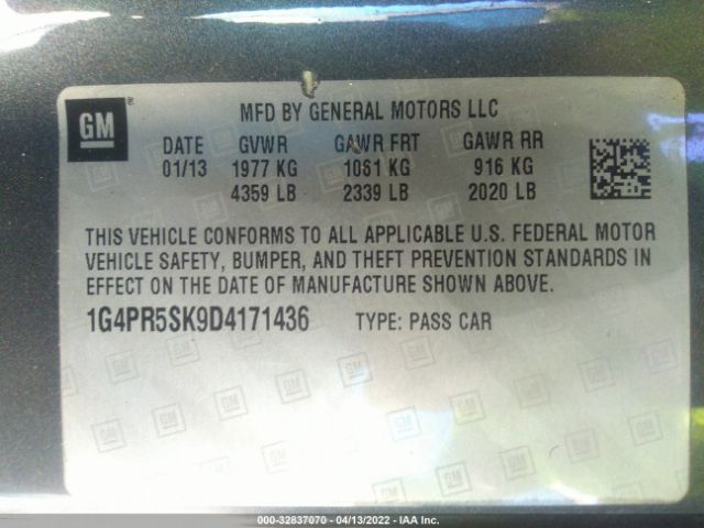 Photo 8 VIN: 1G4PR5SK9D4171436 - BUICK VERANO 