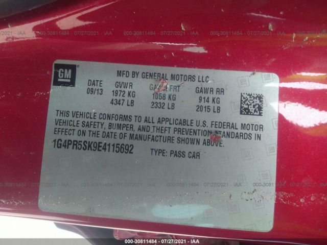 Photo 8 VIN: 1G4PR5SK9E4115692 - BUICK VERANO 