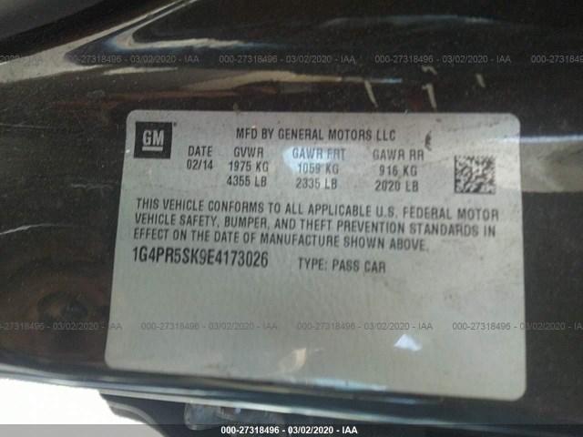 Photo 8 VIN: 1G4PR5SK9E4173026 - BUICK VERANO 