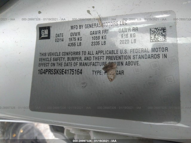 Photo 8 VIN: 1G4PR5SK9E4175164 - BUICK VERANO 