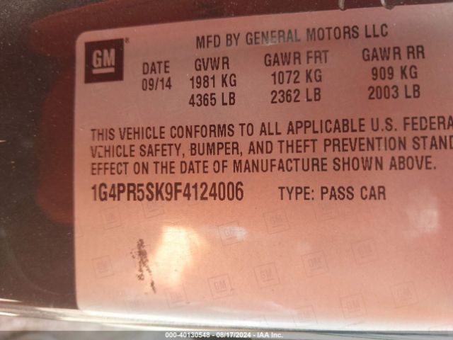 Photo 8 VIN: 1G4PR5SK9F4124006 - BUICK VERANO 