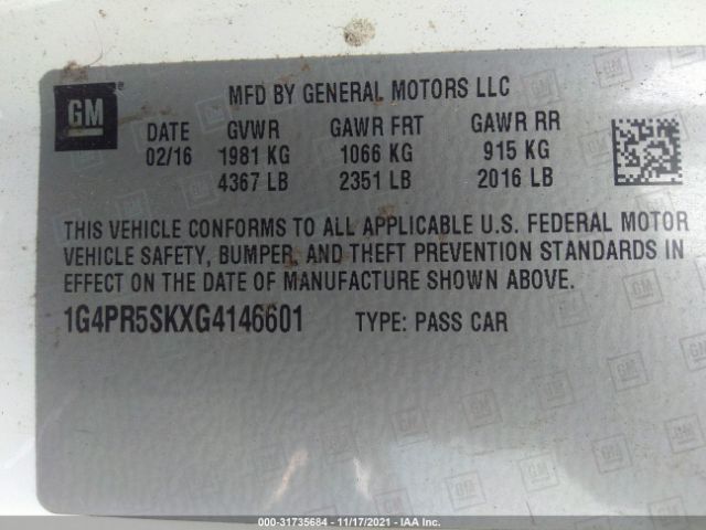 Photo 8 VIN: 1G4PR5SKXG4146601 - BUICK VERANO 