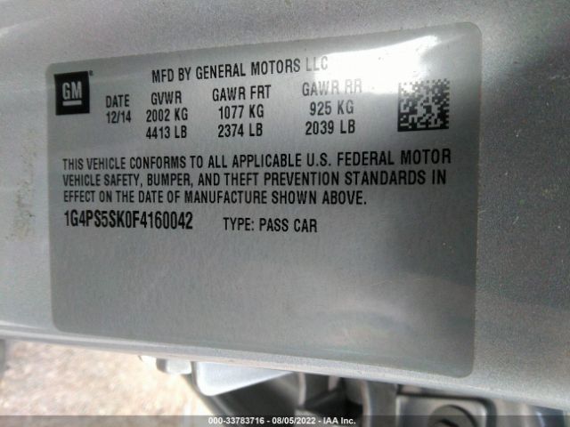 Photo 8 VIN: 1G4PS5SK0F4160042 - BUICK VERANO 