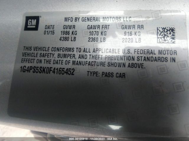 Photo 8 VIN: 1G4PS5SK0F4165452 - BUICK VERANO 